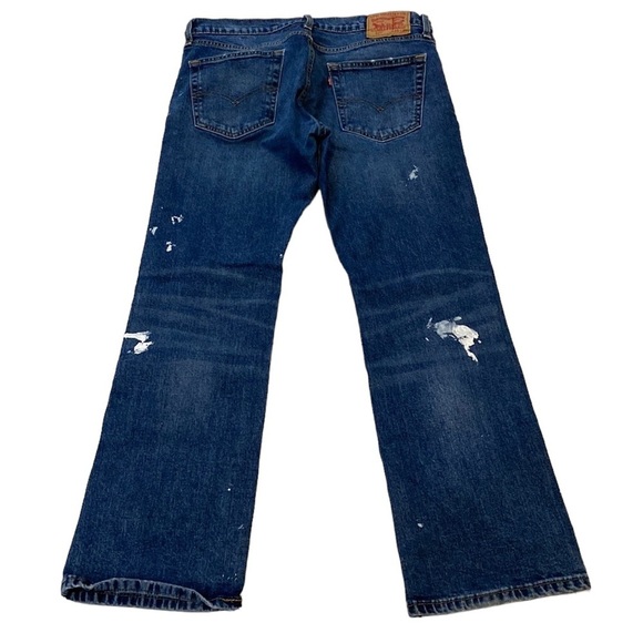 Levi’s 527 Distressed Paint Destroyed Jeans Slim Fit Boot Cut Denim Size W34xL30 - Picture 4 of 11